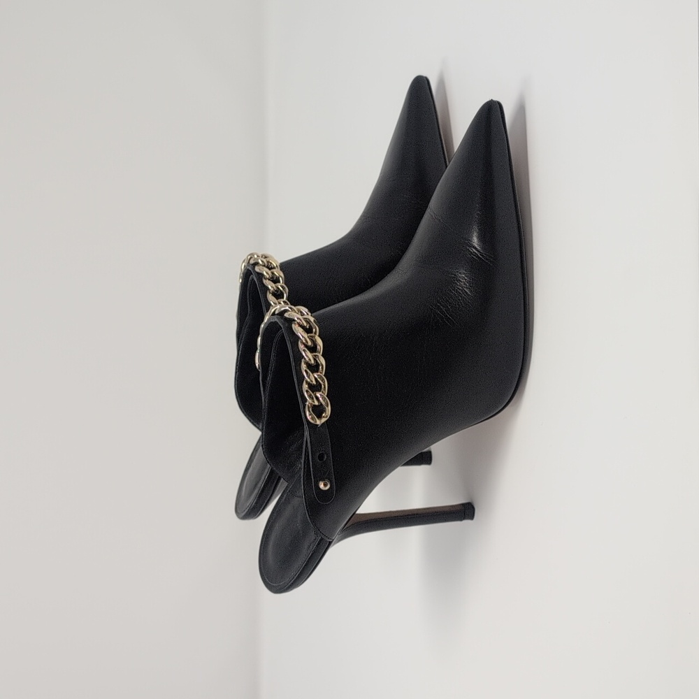 Jimmy Choo Elegant Black Gold Chain Lexx Leather Mules